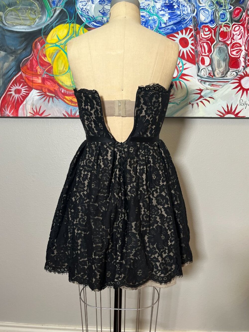 Robert Rodriguez for Neiman Marcus Target Black Lace Strapless Cocktail Dress - Picture 6 of 11